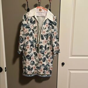 Floral Zip-Up Dress with Collar